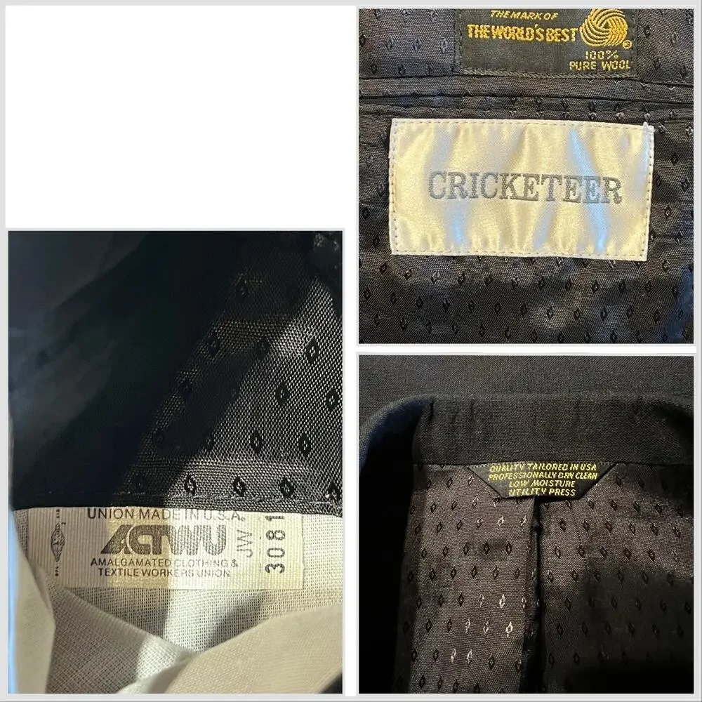 Vintage Cricketeer Tuxedo 38-40R 35x28 Solid Black 1 Button Wool Tux - Picture 14 of 16
